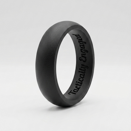 Black silicone ring with 'Tactically Engaged' text on a white background