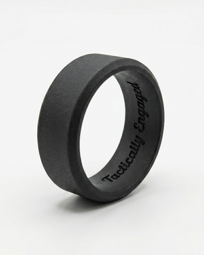 Wide Beveled (Black) - Silicone Ring